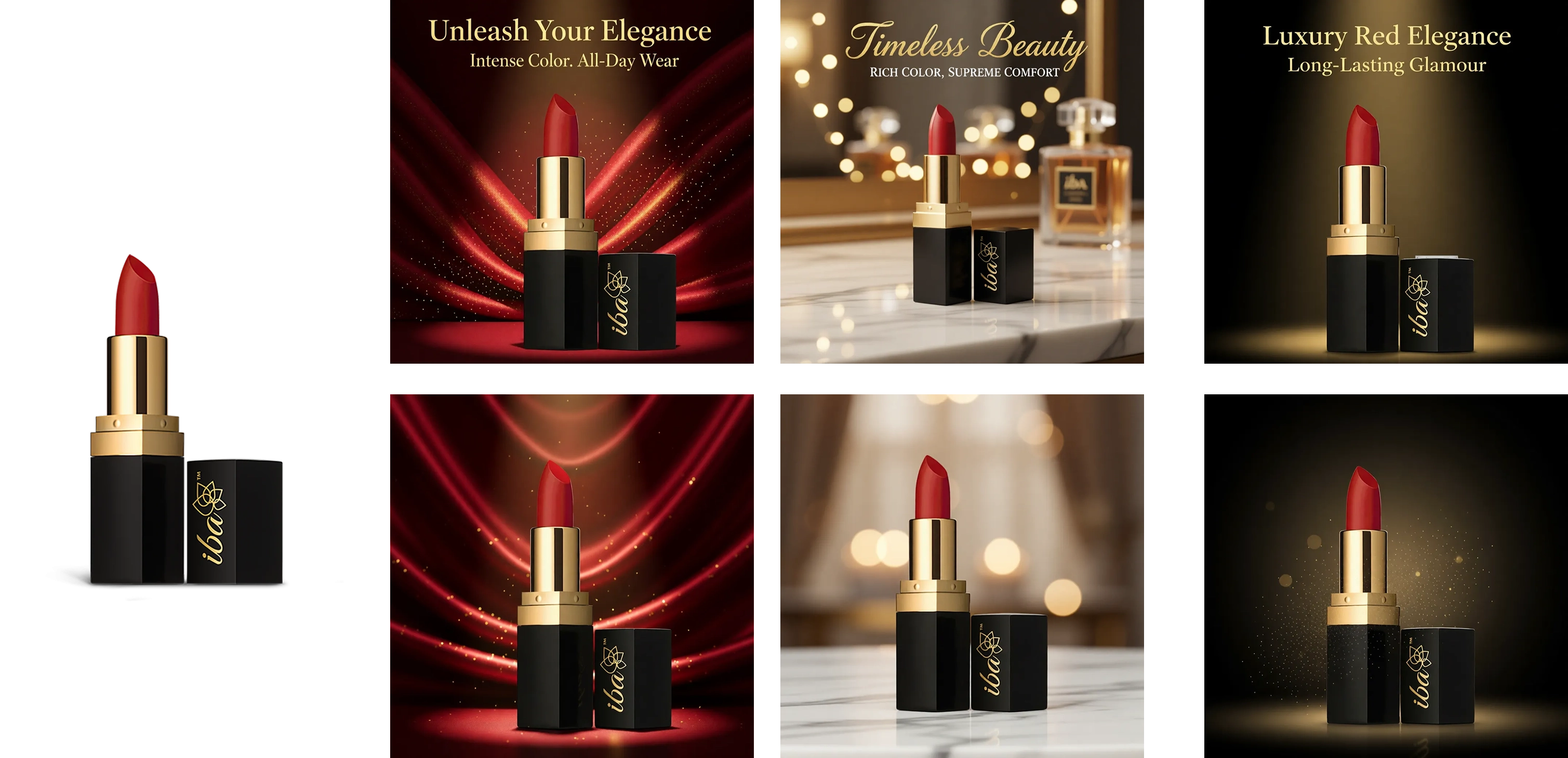 Lipstick: premium spotlight and bokeh compositions with copy areas