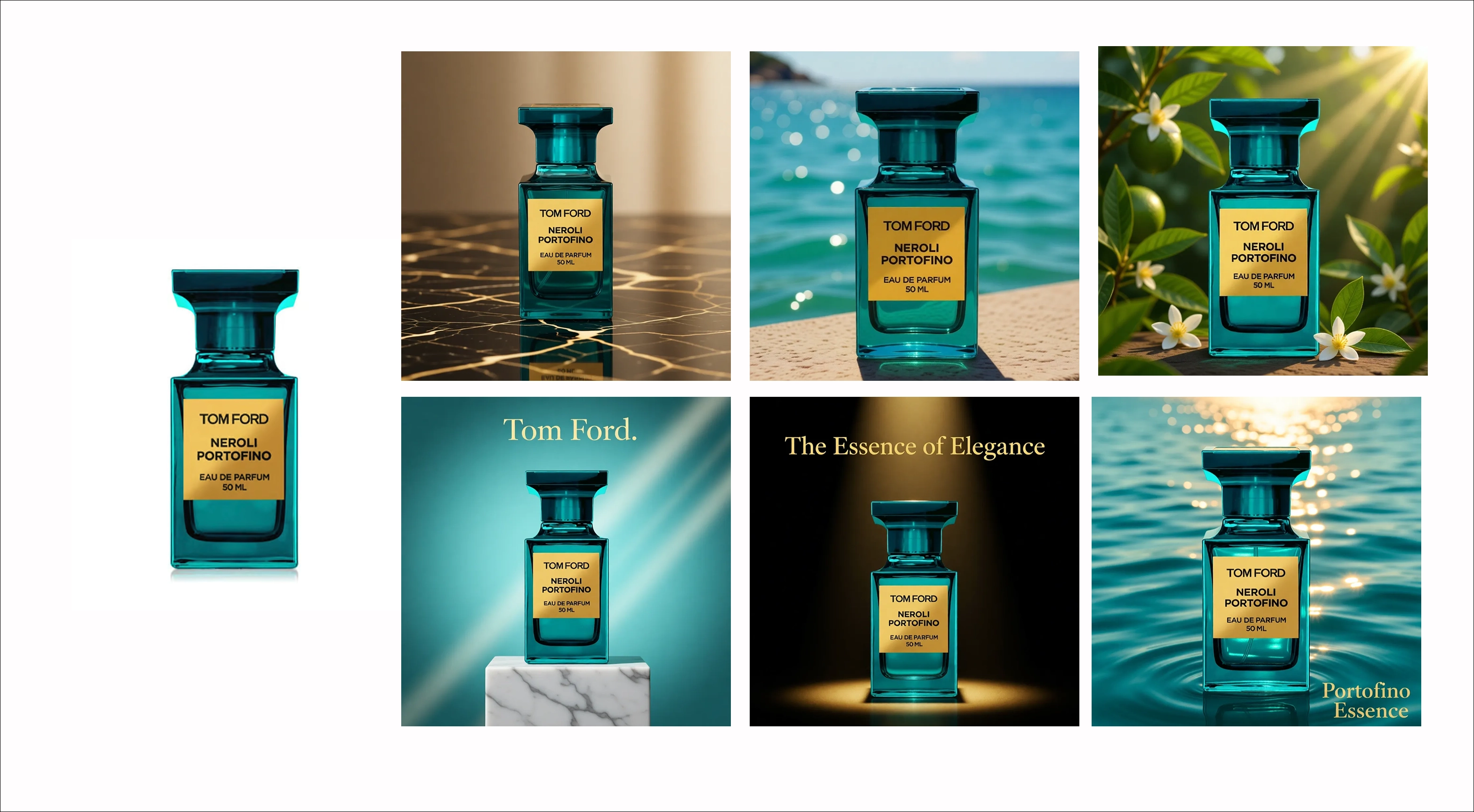 Perfume: marble, spotlight and on-water hero frames