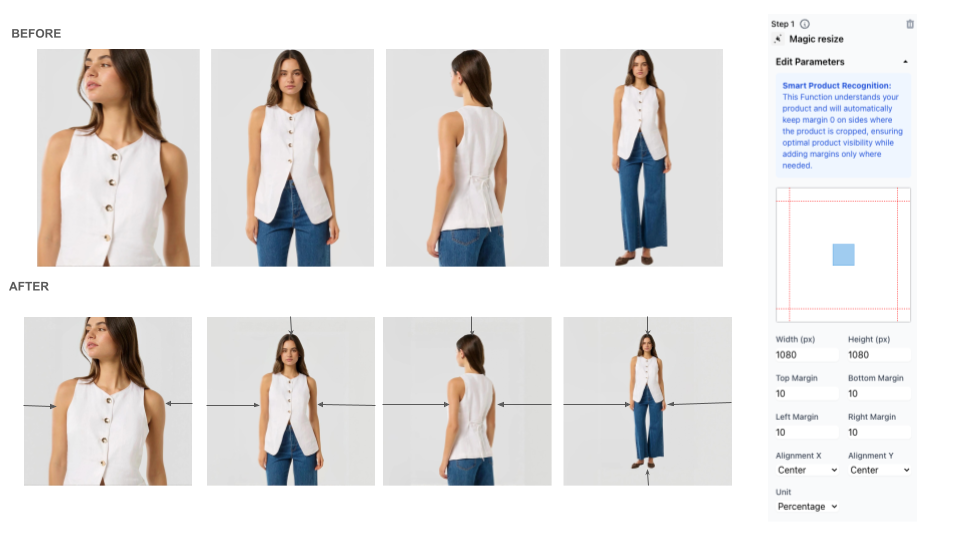 Magic Resize — product-aware resizing that respects margins and edges